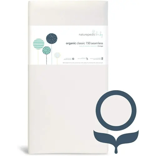 Naturepedic Organic Baby Crib Mattress - Classic 150 Coil 2-Stage Infant & Toddler Mattress - Waterproof Baby Bed Mattress for Crib - Non-Toxic Standard Baby Crib Mattress