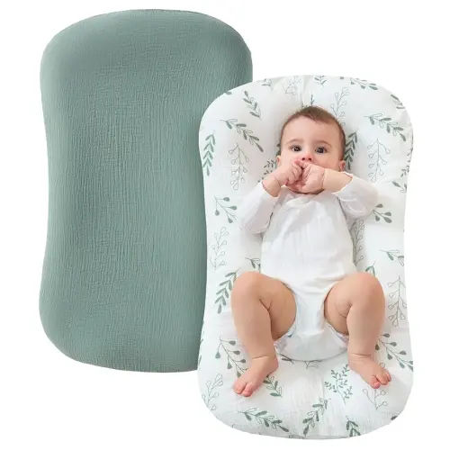 JELLYMONI Muslin Baby Lounger Cover, 100% Cotton 2 Pack Infant Lounger Cover to Protect Lounger from Minor Leaks and Spills, Covers Only No Loungers