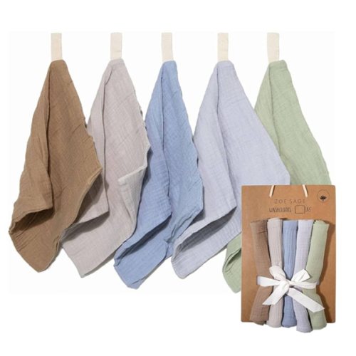 Zoe Sage Baby Muslin Wash Cloths - (5 Pack) 25cms x 25cms 100% Organic Cotton Baby Bath Muslin Cloth Towel, Baby Essentials for Newborn Babies, Kids, Girls and Boys (Dusty Dunes) : Amazon.com.au: Baby
