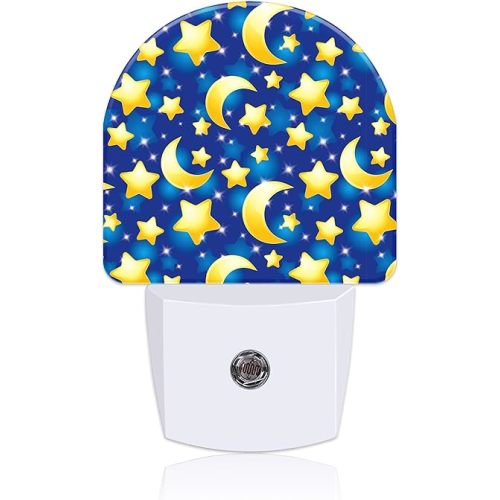 Stars and Moon in Night Sky Night Light Plug into Wall with Dusk to Dawn Sensor Cute Nightlight for Kid Girls Boys Women Men Room Decor, Hallway, Kitchen, Bathroom, Nursery, Stairs