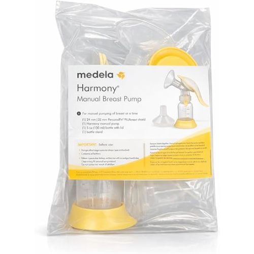 Medela, Harmony Breast Pump, Manual Breast Pump, Portable Pump, 2-Phase Expression Technology, Ergonomic Swivel Handle, Easy to Control Vaccuum, Designed for Occasional Use
