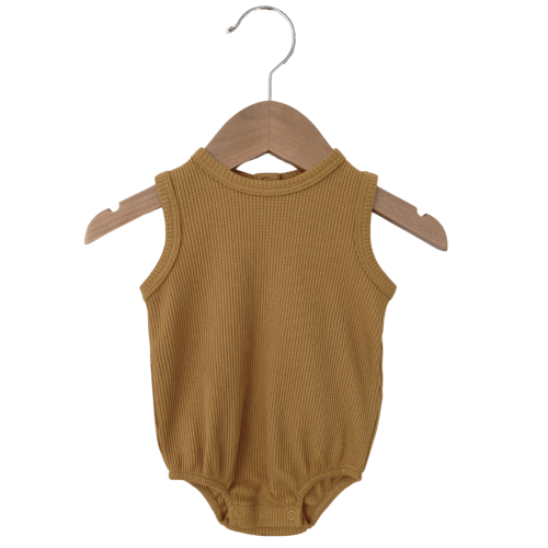 Organic Waffle Bubble Romper, Honey