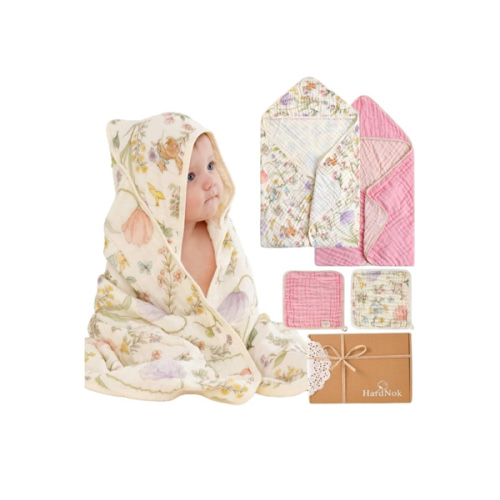 4-Piece Ultra Soft Muslin Baby Towel Set - Ideal for Bath & Beach, (32x32 inches)