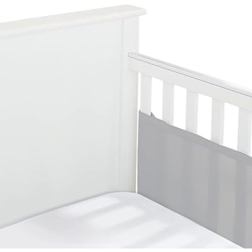 BreathableBaby Breathable Mesh Liner for Full-Size Cribs, Classic 3mm Mesh, Gray (Size 2FS Covers 2 Sides)