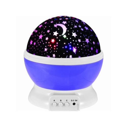 Link Night Light Projection Lamp, 360 Degree Rotating Moon And Stars Night Projector - Purple
