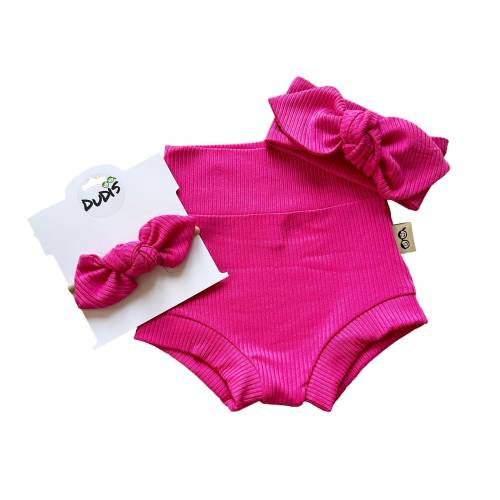 Fuchsia Ribbed Bummies and/or Top Knot Headband Set, Baby Girl Neutral Outfit, Diaper Cover, Toddler High Waisted Shorts, Infant Outfit