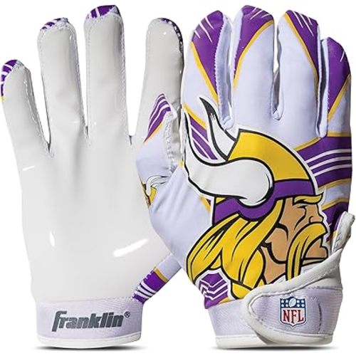 Franklin Sports Youth NFL Football Receiver Gloves - Kids Football Gloves Pair - NFL Team Logos and Silicone Palm - All Youth Sizes - Great Game Gear + Football Costume Accessory