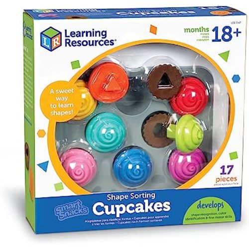 Learning Resources Smart Snacks Shape Sorting Cupcakes,17 Pieces, Ages 18 Months+, Fine Motor, Color & Shape Recognition