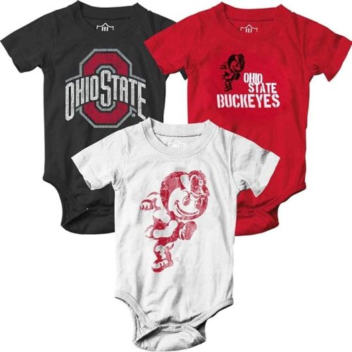 Wes and Willy Baby College Team 3 Pack of Cotton Rompers