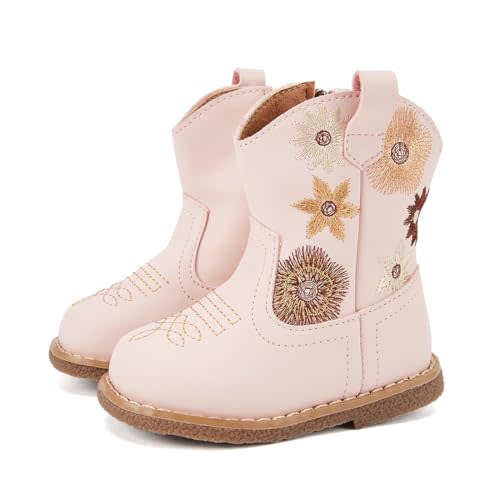 BMCiTYBM Baby Cowboy Cowgirl Boots Infant Western Shoes Boys Girls Round Toe Boots All Seasons 6-24 Months