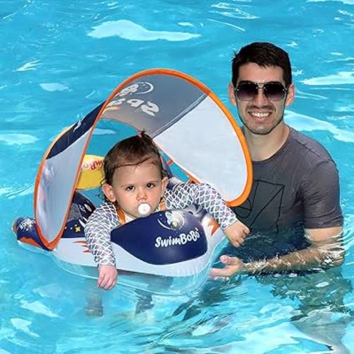 Swimbobo Baby Swimming Float Kids Inflatable Swim Ring with Safety Support Bottom Swimming Pool Accessories for 3-36 Months