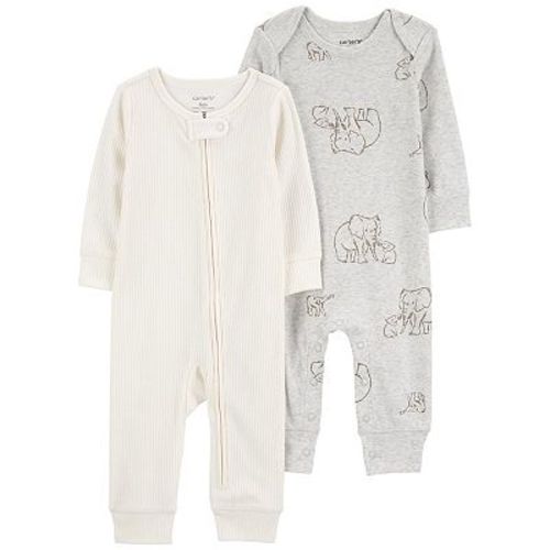 Baby Carter's Elephant and Stripes 2-Pack Jumpsuits
