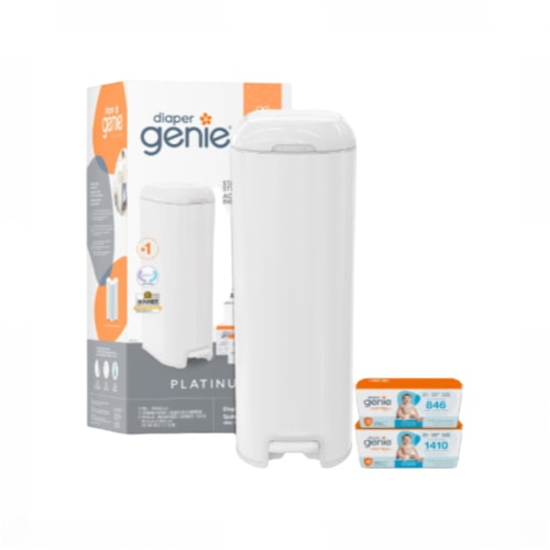 Diaper Genie Platinum Pail Gift Set, Lily White