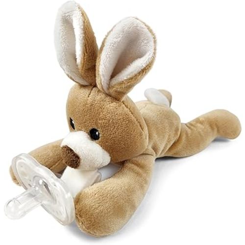 Detachable Pacifier Holder – Silicone Pacifier with Stuffed Animal – Removeable Baby Pacifier Holder for Cuddling with Comfort (Bunny Rabbit)