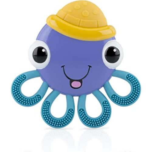 Nuby Vibe-eez Vibrating Teether - Battery Powered - Textured Surface and Easy to Grasp Toy for Baby Teething Relief - 3+ Months - Octopus