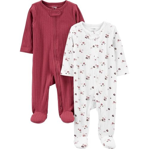 Simple Joys by Carter's Unisex Baby 2-Pack 2-Way Zip Textured Sleep and Play