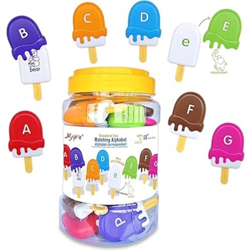 Mini Ice Cream Abc Toys Preschool Educational Alphabet Matching Game Learning Activities for Toddler, Ice Cream for Kids 1 2 3 Fine Motor Skills Autism Sensory Toy for Girl Boy Birthday Gift Christmas