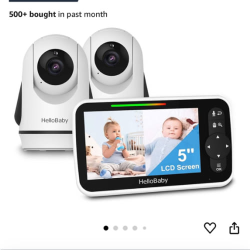 Amazon.com: HelloBaby Video Baby Monitor with 2 Cameras and 5 Inch Split Screen Display, Remote Control Cameras with Night Vision and Temprature Monitoring : Baby