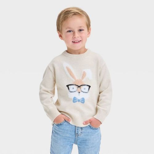 Toddler Boys' Bunny Sweater - Cat & Jack™ Oatmeal 18m