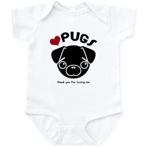 CafePress Black Pug Infant Bodysuit Cute Infant Bodysuit Baby Romper