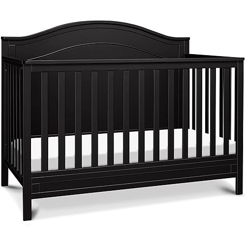 DaVinci Charlie 4-in-1 Convertible Baby Crib - GREENGUARD Gold Certified Convertible Crib to Toddler Bed, Daybed, Full-Size Wooden Bed Durable, 4 Adjustable Mattress Heights - Ebony
