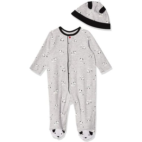 Little Me Baby Boy Clothes 2-Piece Baby Sleeper and Cap Set, 100% Cotton Footies Baby Essentials, Preemie to 9 Months