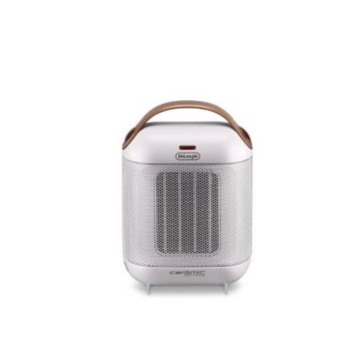 DeLonghi Capsule Ceramic Indoor Heater White: Portable Space Heater, 1500W, Fan Driven, Small Room, Safety Features