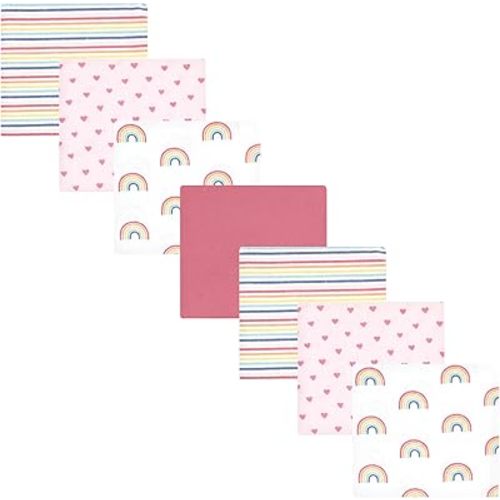 Hudson Baby Unisex Baby Cotton Flannel Receiving Blankets Bundle, Creative Rainbow, One Size