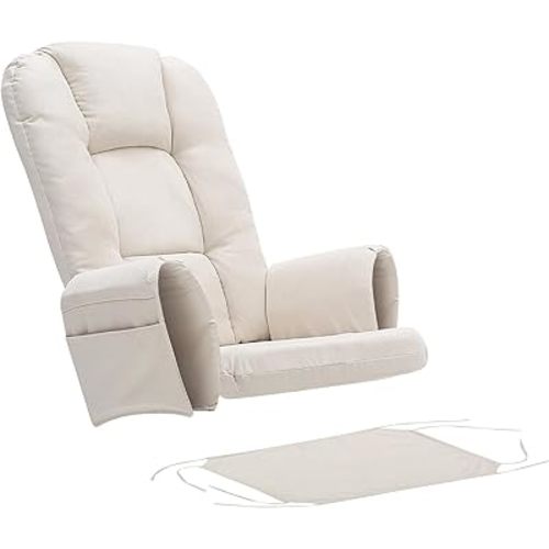 BECHAEO 5PCS Suede Glider Rocker Replacement Cushions with Ottoman Cover Thicken Soft Rocking Chair Cushion Set for Indoor Nursery Glider Rocking Chair, Beige