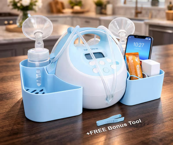 Spectra Pump Caddy Organizer | S1 S2 Bottle Holder & Cord Storage (+FREE Tube Cap Puller)