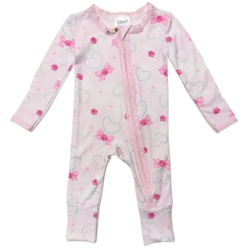 Pearly Hearts Lace Flip Footie
