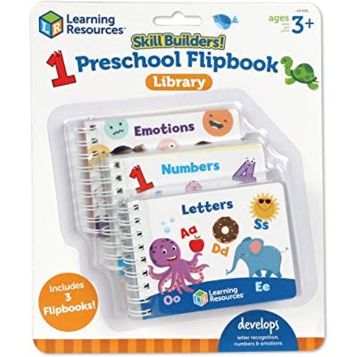Learning Resources Skill Builders! Preschool Flipbooks -3 Pieces, Ages 3+, Preschool Learning Activities, ABC and Numbers for Toddlers, Activity Book