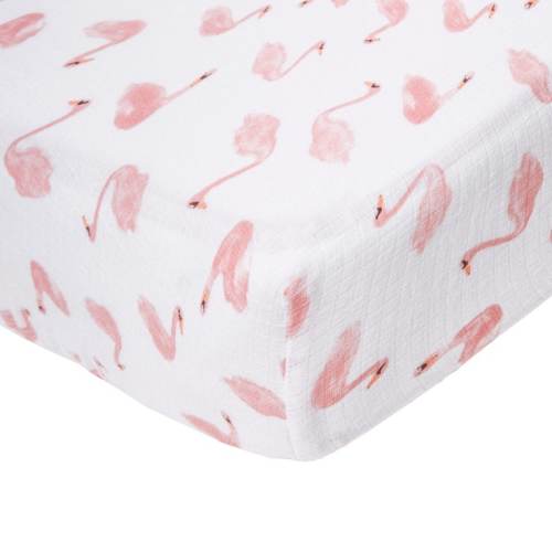 essentials cotton muslin crib sheet - briar rose - swans