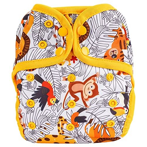 OsoCozy One Size Reusable Cloth Diaper Covers - Adjustable Snap Fit & Double Leg Gussets. Fits Babies from 8-35 Pounds.
