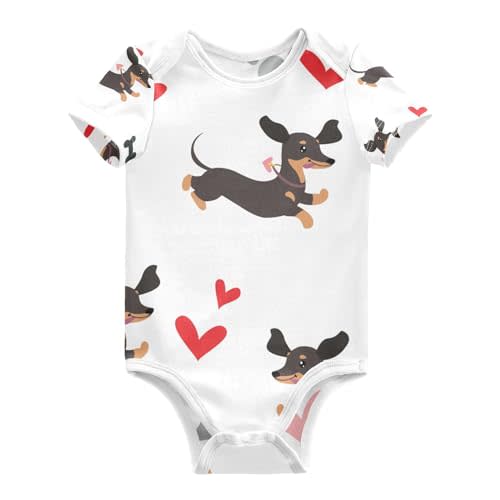 vvfelixl Dachshund Dog Baby Clothes for Boy Girl,Baby One-Piece Bodysuit for 0-24 Months,Short Sleeve