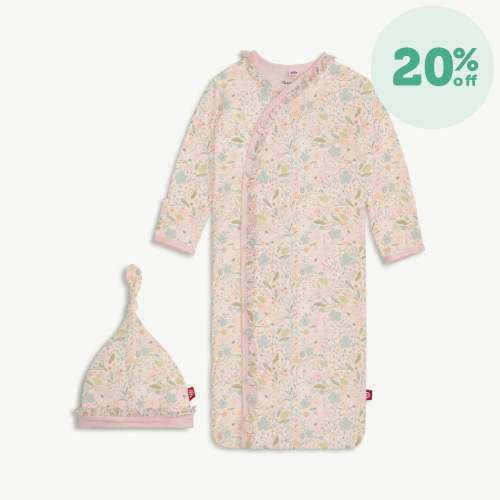 charlotte modal magnetic cozy sleeper gown + hat set with ruffles – Magnetic Me