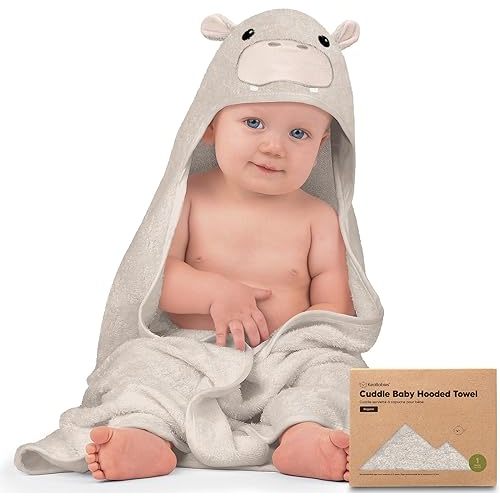 KeaBabies Baby Hooded Towel - Viscose Derived from Bamboo Baby Towel, Toddler Bath Towel, Infant Towels, Large Hooded Towel, Organic Baby Towels with Hood for Girls, Babies, Newborn Boys (Hippo)