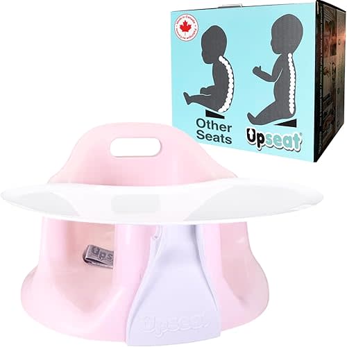 Upseat Baby Floor Seat Booster Chair for Sitting Up with Removable Tray for Meals and Playtime, Developed with Physical Therapists for Safe and Healthy Hip Development and Posture (Pink)