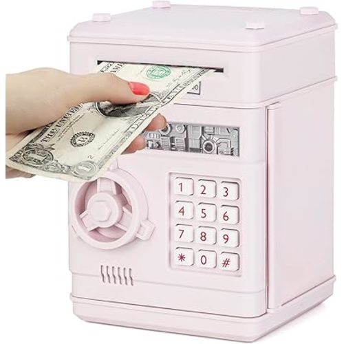 Refasy Piggy Bank Cash Coin Can ATM Bank Electronic Coin Money Bank for Kids Age 3-12, Money Savings Box Mini ATM Coin Bank Toys Gifts for 3 4 5 6 7 8 9 10 11 12 Year Old Boys Girls