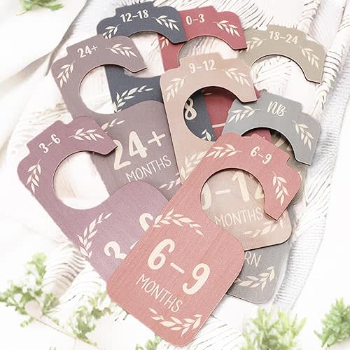 Baby Closet Dividers for Clothes Organizer, Set of 8 Wooden Baby Clothes Dividers for Newborn to 24 Months Size Clothes, Wardrobe Nursery Decor