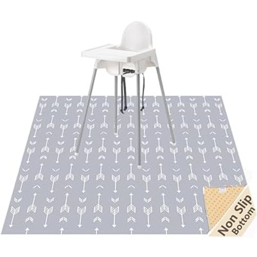 Baby Splat Mat for Under High Chair and Arts and Crafts, 51" Waterproof Wipeable Floor Protector, Anti-Slip Washable Splash Mat