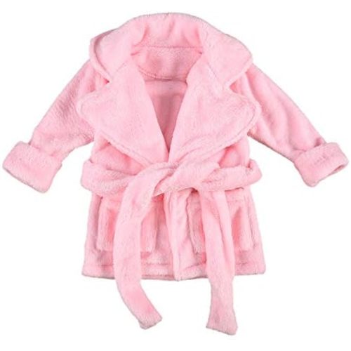 Qiylii Unisex Baby Plush Bathrobe Plain Kimono Gown Newborn Toddler Girls Boys Towel Robe Nightwear Clothes