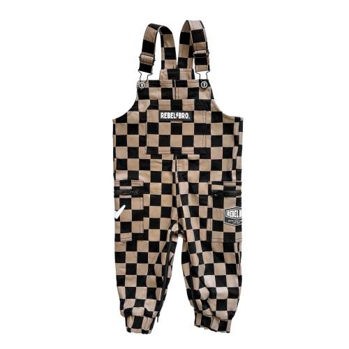 The Live Fast Overall in Taupe + Black Checkered