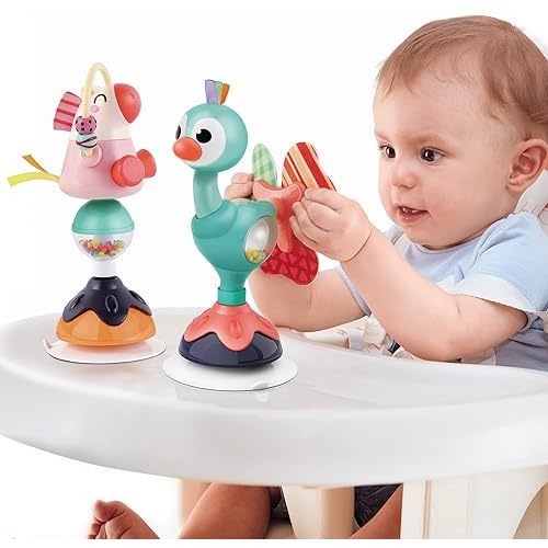 iPlay, iLearn Baby Rattles Set, Infant High Chair Toys W/Suction Cup, Grab N Spin, Interactive Development Baby Tray Toy, Newborn Gifts for 6, 9, 12, 18, 24 Months, 1 2 Year Olds, Boys Girls Kids
