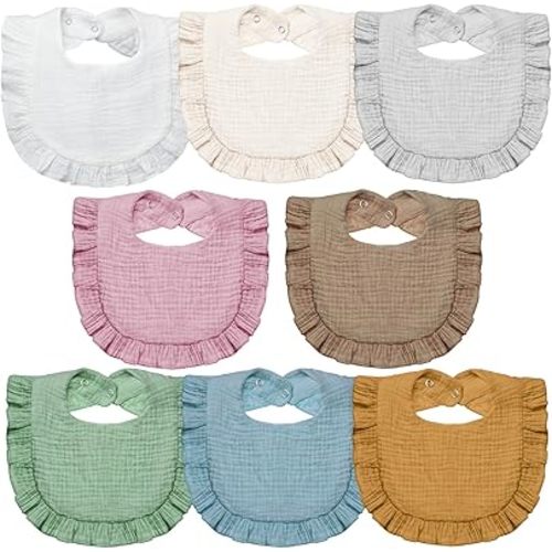 Lictin 8-Pack Muslin Baby Bibs,Bandana Drooling Bibs, Unisex Cotton Baby Bibs, Baby Bibs for Drooling and Teething
