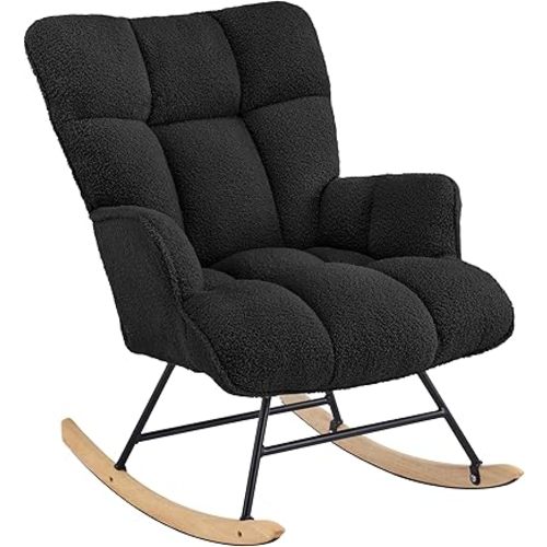 Rocking Chair for Nursery Teddy, Glider Chair Indoor, Comfy Teddy Compact Nursing Chairs for Small Spaces, Living Room, Classroom, Bedroom, Black