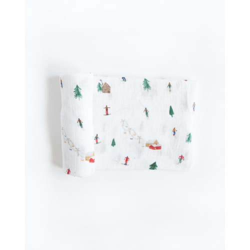 Cotton Muslin Swaddle Blanket in Powder Party by Little Unicorn
