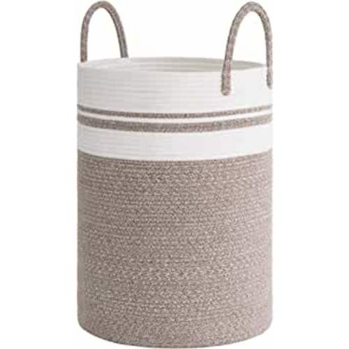 CHICVITA Baby Nursery Laundry Hamper, Tall Woven Rope Laundry Basket with Handle for Clothes, Towels, Toys, Blankets, Jute Basket Decor for Living Room, 15 x 20 inches, 58L