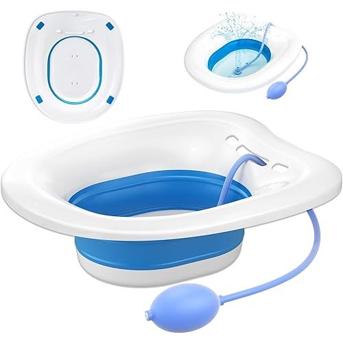 Sitz Bath, Sitz Bath for Toilet Seat, Postpartum and Hemorrhoids Care Kit - Yoni Steam Seat - Foldable Portable Basin soak - Universal Fit for Standard Toilets
