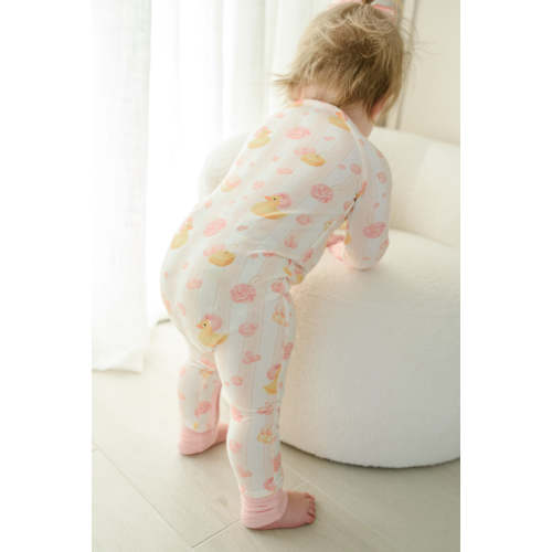 Convertible Zip Romper in Bubble Duckies Pink | Caden Lane